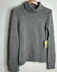 HT Naturals Wool Hemp Thick Textured Knit Gray Turtleneck Sweater