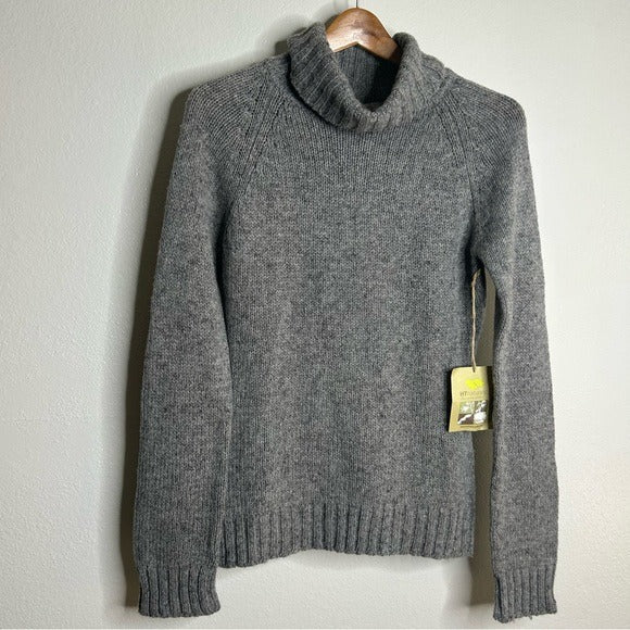 HT Naturals HT Naturals Wool Hemp Thick Textured Knit Gray Turtleneck Sweater - Wool, Hemp