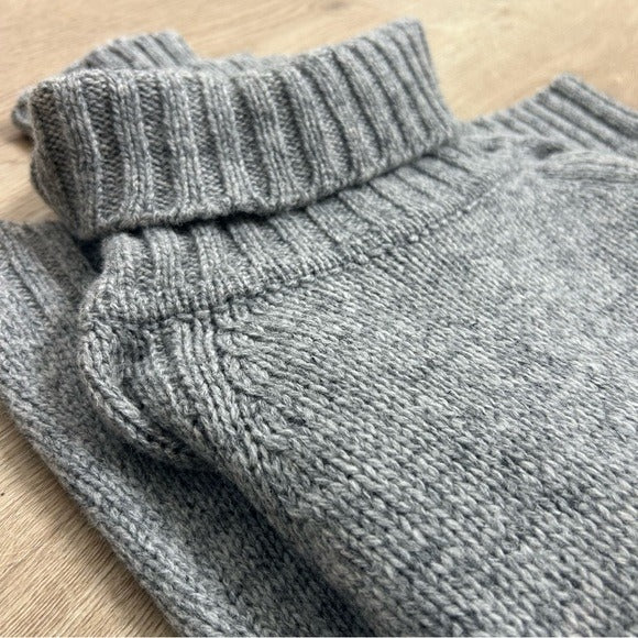 HT Naturals HT Naturals Wool Hemp Thick Textured Knit Gray Turtleneck Sweater - Wool, Hemp