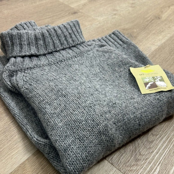 HT Naturals HT Naturals Wool Hemp Thick Textured Knit Gray Turtleneck Sweater - Wool, Hemp