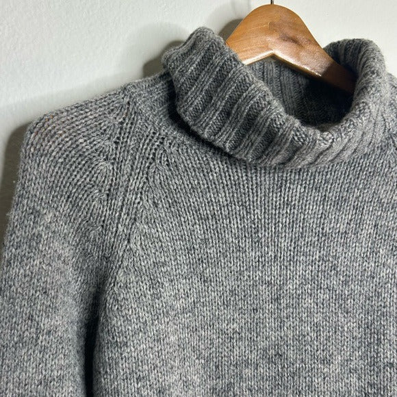 HT Naturals HT Naturals Wool Hemp Thick Textured Knit Gray Turtleneck Sweater - Wool, Hemp