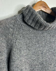 HT Naturals Wool Hemp Thick Textured Knit Gray Turtleneck Sweater