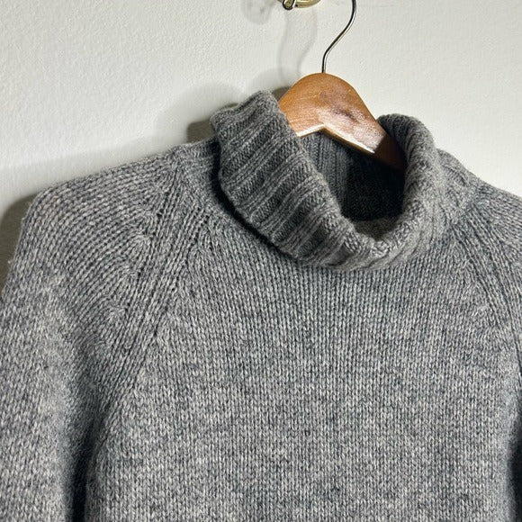 HT Naturals Wool Hemp Thick Textured Knit Gray Turtleneck Sweater