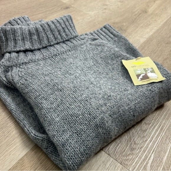 HT Naturals Wool Hemp Thick Textured Knit Gray Turtleneck Sweater