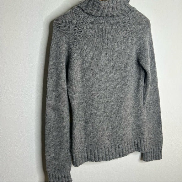 HT Naturals Wool Hemp Thick Textured Knit Gray Turtleneck Sweater