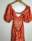 Free People 100% Cotton Bright Pink Puff Sleeve Wide Leg Jumpsuit