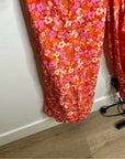 Free People 100% Cotton Bright Pink Puff Sleeve Wide Leg Jumpsuit