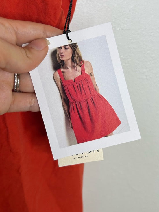 Nation LTD Nation LA 100% Pima Cotton Poplin Red Tiered Tank Style Mini Dress - Cotton