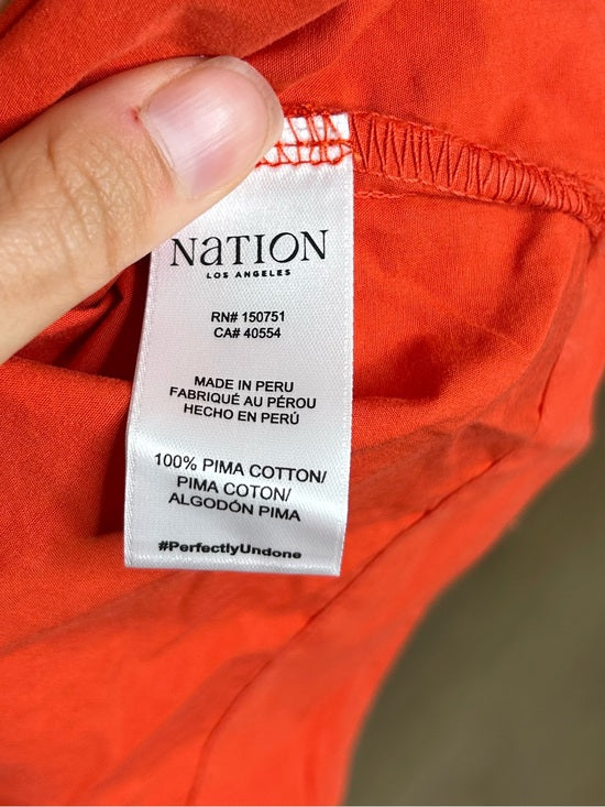 Nation LA 100% Pima Cotton Poplin Red Tiered Tank Style Mini Dress