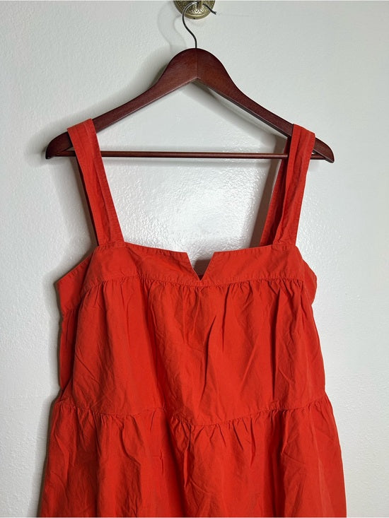 Nation LTD Nation LA 100% Pima Cotton Poplin Red Tiered Tank Style Mini Dress - Cotton