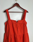 Nation LA 100% Pima Cotton Poplin Red Tiered Tank Style Mini Dress