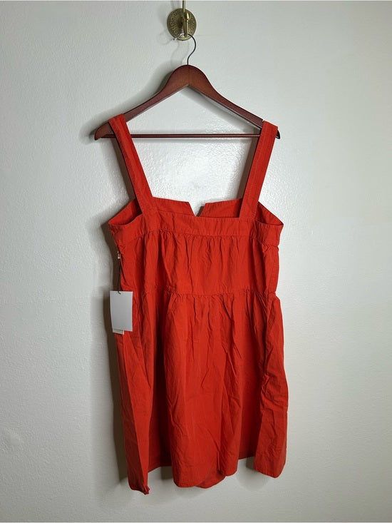 Nation LA 100% Pima Cotton Poplin Red Tiered Tank Style Mini Dress