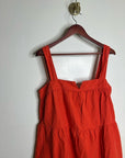 Nation LA 100% Pima Cotton Poplin Red Tiered Tank Style Mini Dress