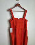 Nation LA 100% Pima Cotton Poplin Red Tiered Tank Style Mini Dress