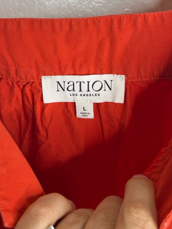 Nation LA 100% Pima Cotton Poplin Red Tiered Tank Style Mini Dress