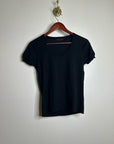 AG 100% Cotton Knit Black Short Sleeve Scoop Neck Sweater Top