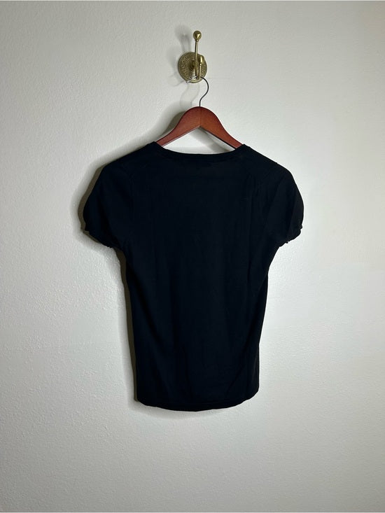 AG 100% Cotton Knit Black Short Sleeve Scoop Neck Sweater Top