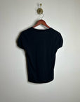 AG 100% Cotton Knit Black Short Sleeve Scoop Neck Sweater Top