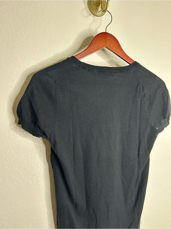 AG 100% Cotton Knit Black Short Sleeve Scoop Neck Sweater Top
