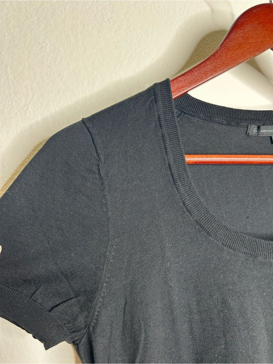 AG 100% Cotton Knit Black Short Sleeve Scoop Neck Sweater Top