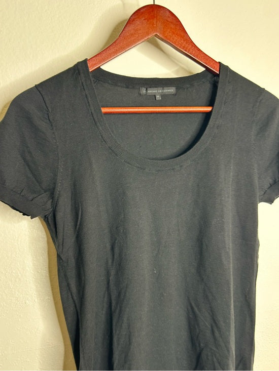 AG 100% Cotton Knit Black Short Sleeve Scoop Neck Sweater Top