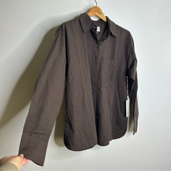 MATE the Label MATE The Label 100% Organic Cotton Poplin Button Down Chocolate Brown - Cotton