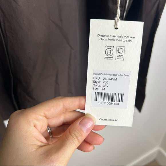 MATE The Label 100% Organic Cotton Poplin Button Down Chocolate Brown