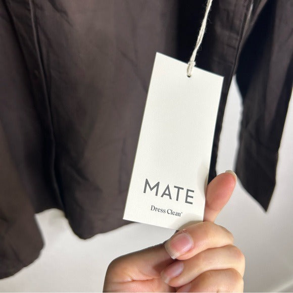 MATE The Label 100% Organic Cotton Poplin Button Down Chocolate Brown
