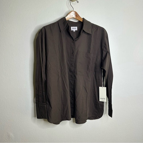 MATE the Label MATE The Label 100% Organic Cotton Poplin Button Down Chocolate Brown - Cotton