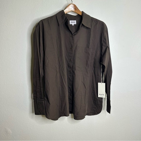 MATE the Label MATE The Label 100% Organic Cotton Poplin Button Down Chocolate Brown - Cotton
