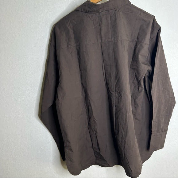 MATE the Label MATE The Label 100% Organic Cotton Poplin Button Down Chocolate Brown - Cotton