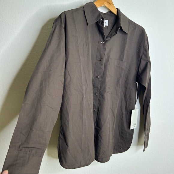 MATE the Label MATE The Label 100% Organic Cotton Poplin Button Down Chocolate Brown - Cotton