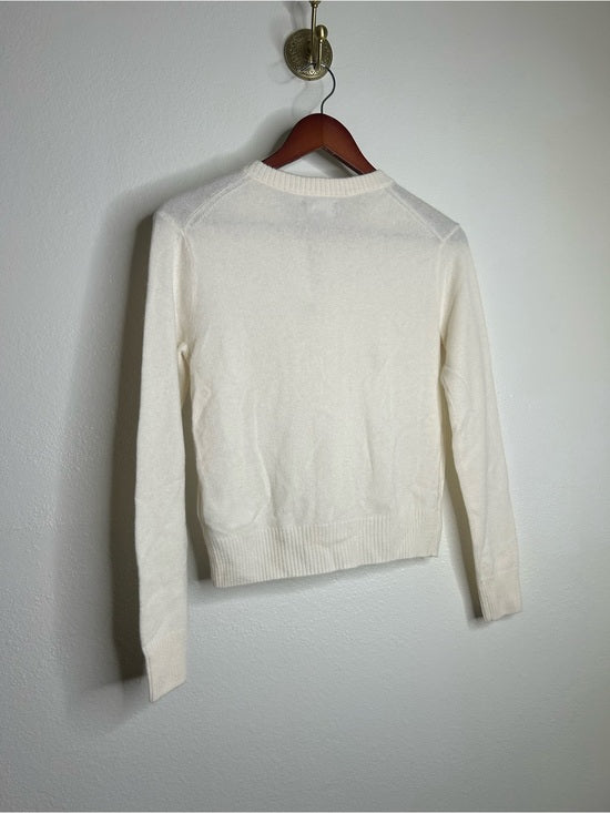 J. Crew 100% Cashmere Button Down Perfect Cashmere Cardigan in Snow
