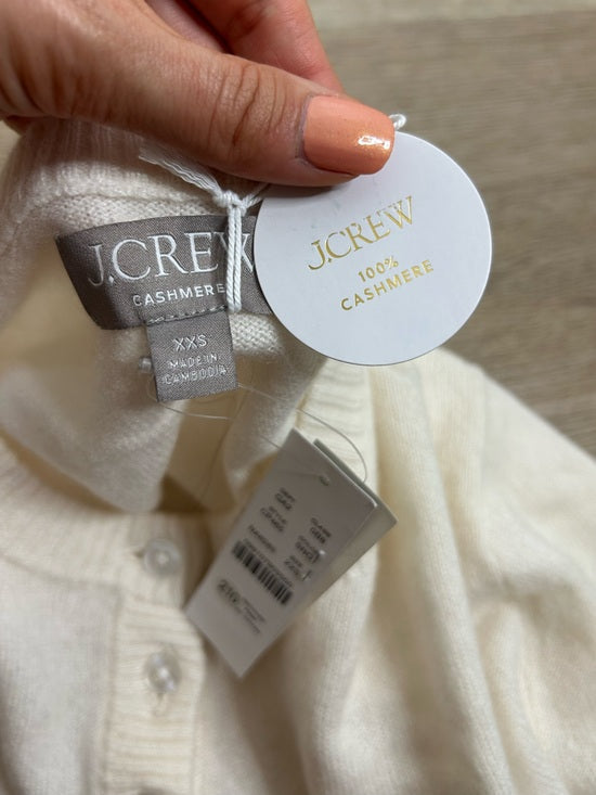 J. Crew 100% Cashmere Button Down Perfect Cashmere Cardigan in Snow