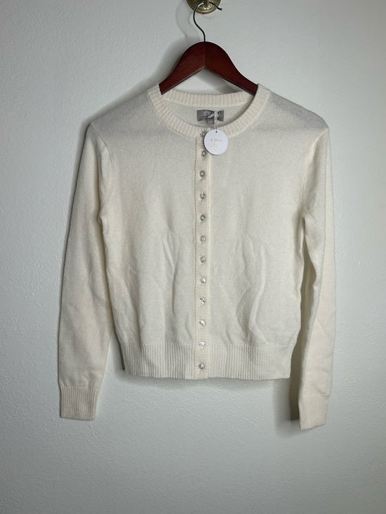 J. Crew 100% Cashmere Button Down Perfect Cashmere Cardigan in Snow