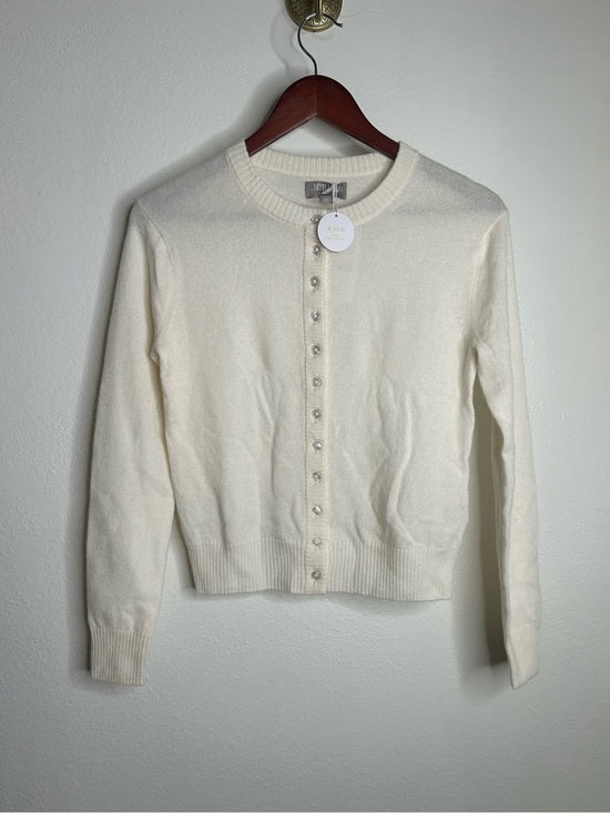 J. Crew 100% Cashmere Button Down Perfect Cashmere Cardigan in Snow
