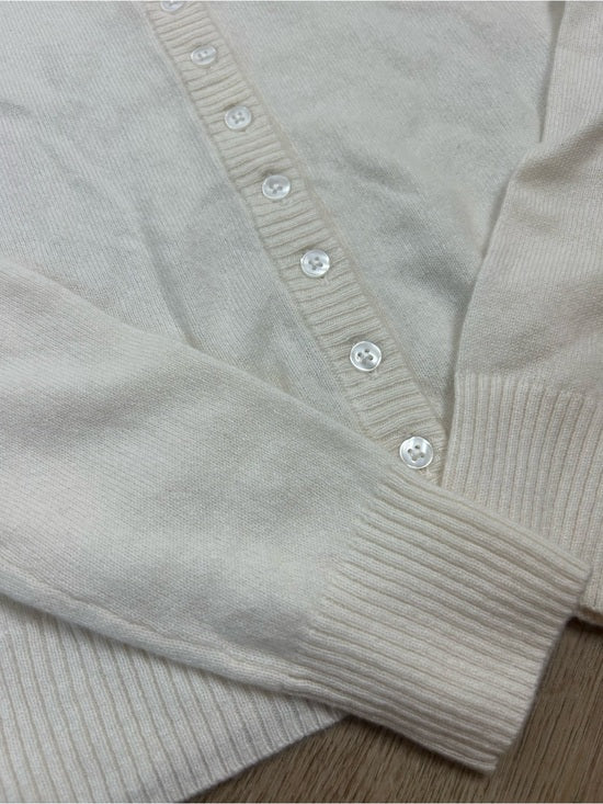 J. Crew 100% Cashmere Button Down Perfect Cashmere Cardigan in Snow