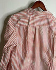 Garnet Hill 100% Organic Cotton Pink White Poplin Striped Button Down Top