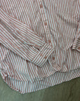 Garnet Hill 100% Organic Cotton Pink White Poplin Striped Button Down Top