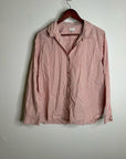 Garnet Hill 100% Organic Cotton Pink White Poplin Striped Button Down Top