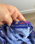 Ro's Garden 100% Cotton Blue Red Floral Puff Sleeve Nieves Maxi Dress