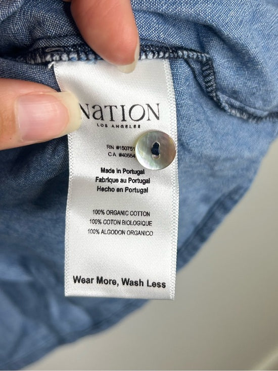 Nation LA 100% Organic Cotton Denim Chambray Emmett Top 3/4 Sleeve