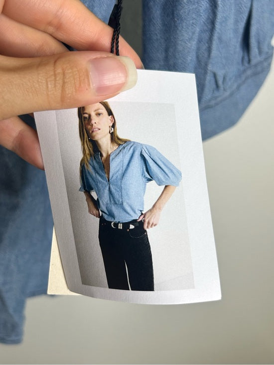 Nation LA 100% Organic Cotton Denim Chambray Emmett Top 3/4 Sleeve