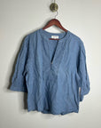 Nation LA 100% Organic Cotton Denim Chambray Emmett Top 3/4 Sleeve