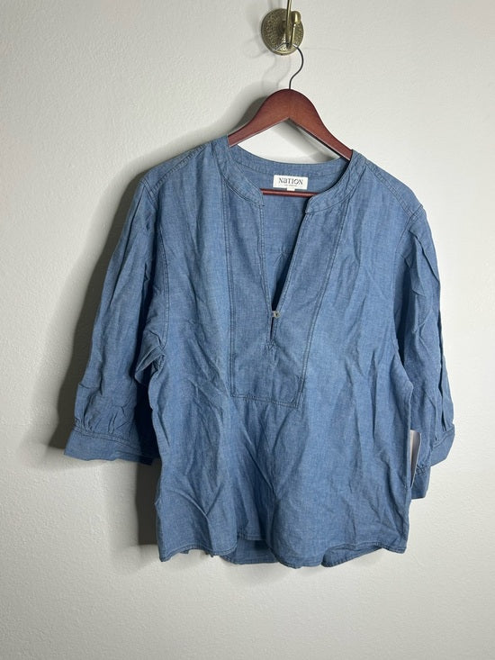 Nation LA 100% Organic Cotton Denim Chambray Emmett Top 3/4 Sleeve