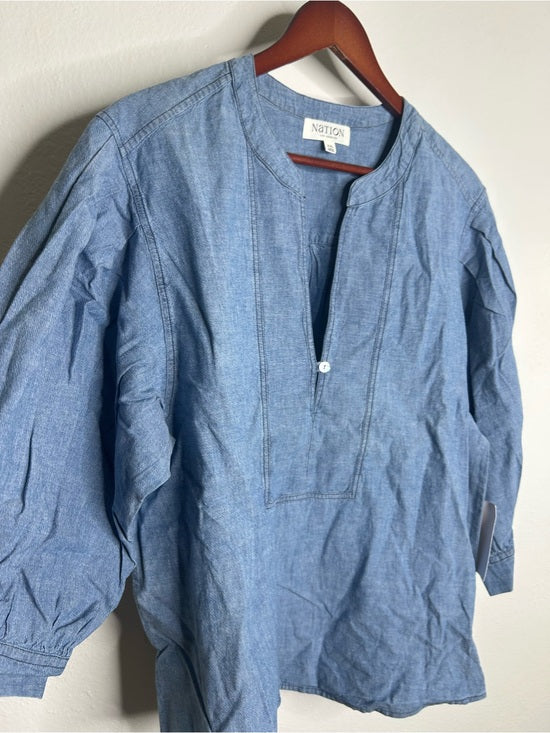 Nation LA 100% Organic Cotton Denim Chambray Emmett Top 3/4 Sleeve