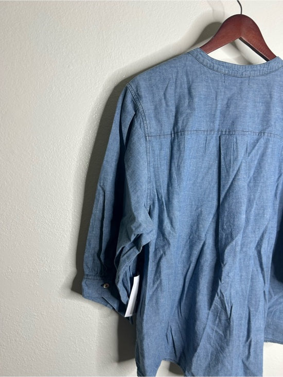 Nation LA 100% Organic Cotton Denim Chambray Emmett Top 3/4 Sleeve