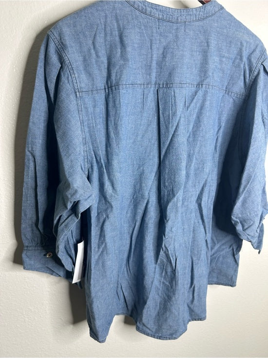 Nation LA 100% Organic Cotton Denim Chambray Emmett Top 3/4 Sleeve