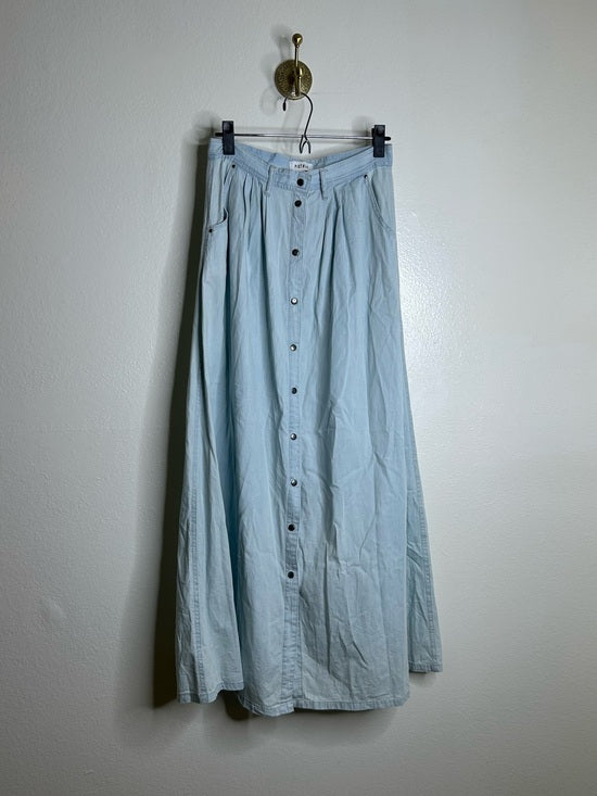 pistola Pistola 100% Cotton Denim Chambray Button Down Flowy Maxi Skirt - Cotton, Denim