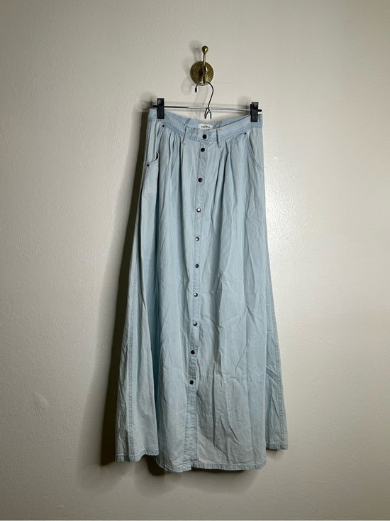 pistola Pistola 100% Cotton Denim Chambray Button Down Flowy Maxi Skirt - Cotton, Denim